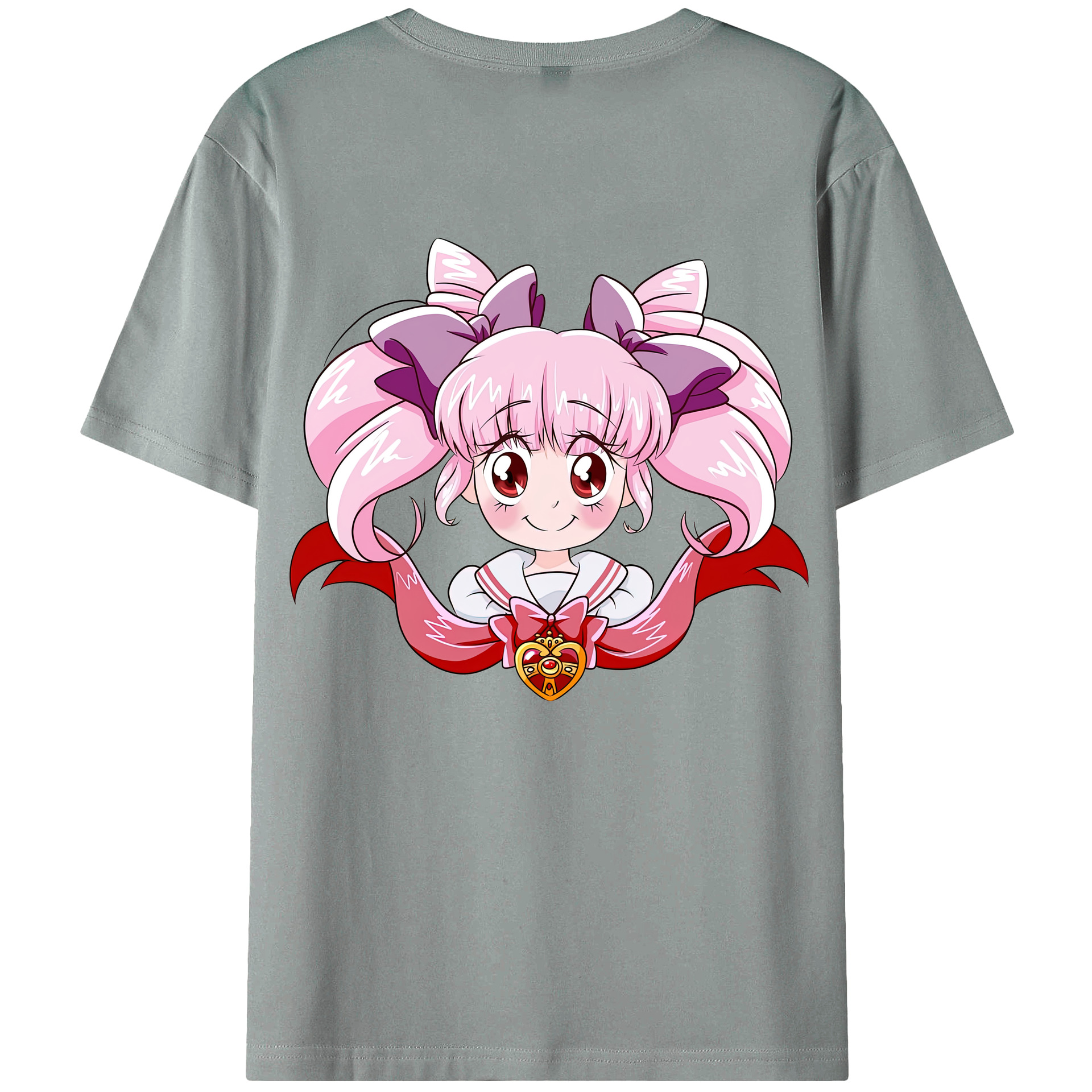 （画像用） 美少女戦士セーラームーン ちびうさ Sailor Moon Chibiusa Tsukino Usagi Small Lady Serenity 綿100％ メンズ半袖Tシャツ（バックプリント） 通気性